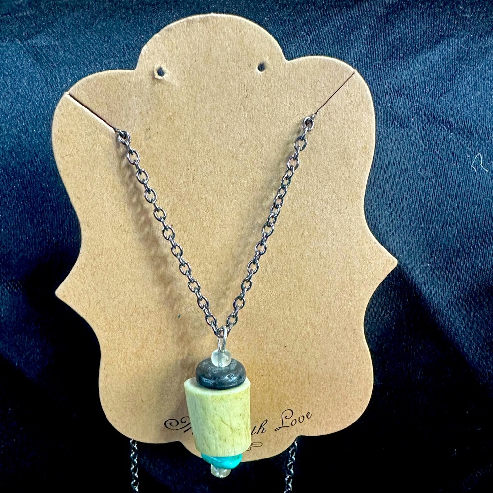 Handmade Antler turquoise bead necklace